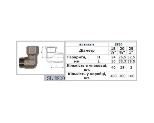 Кутник SELBA 1/2″ НВ SL8800