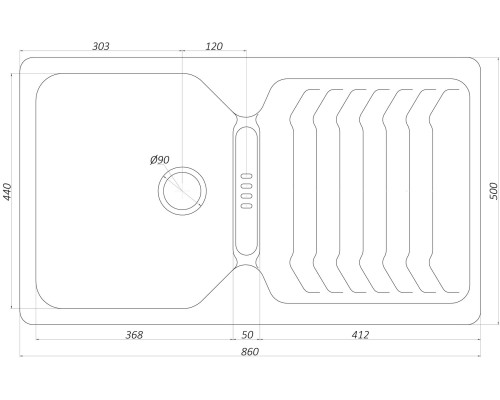 Гранітна мийка Globus Lux BOREN коричневий 860x500мм-А0006
