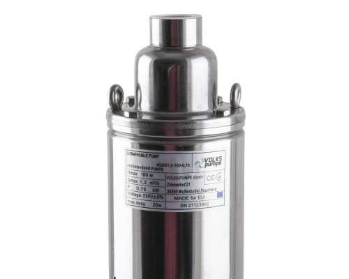 Насос свердловинний шнековий VOLKS pumpe  4QGD1,2-100-0,75кВт 4 дюйми +кабель 15м