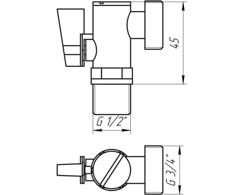 Кран кульовий кутовий з фільтром SOLOMON 1/2″x3/4″ А7041(7043)