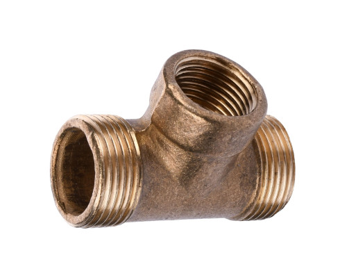Трійник редукційний 3/4″х1/2″х3/4″ЗВЗ латунний посилений 664Б