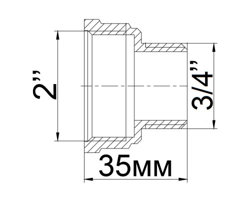 Перехідник редукційний 2″х 3/4″ВЗ латунний 623-1Б