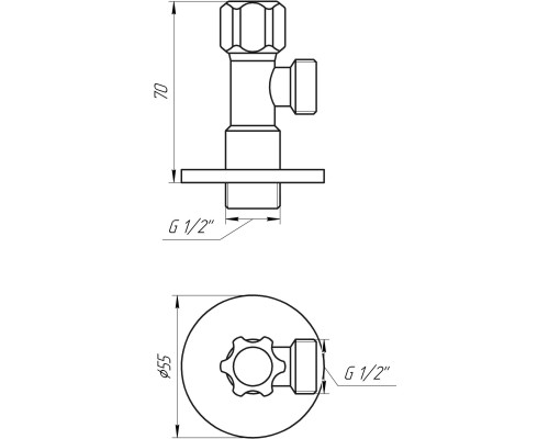 Кран вентильний кутовий SOLOMON 1/2″х 1/2″ 160403