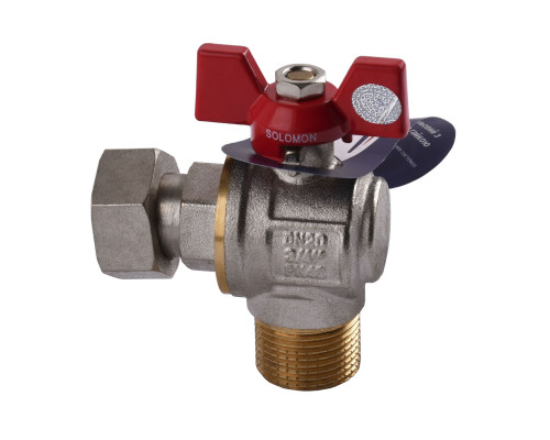 Кран кульовий кутовий з накидною гайкою SOLOMON 3/4″ ЗВ PN40 160402