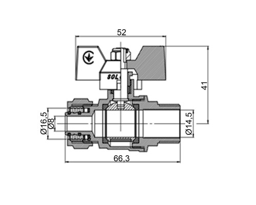 Кран кульовий SOLOMON 16х1/2″ B1183 зовнішня різьба