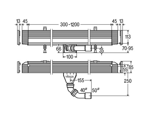 Корпус для душового лотка Advantix Vario (плоский h-70 мм) 30-120 см 736736