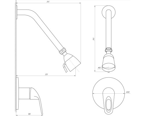 Змішувач для душу Globus Lux SENA GLS-0105S