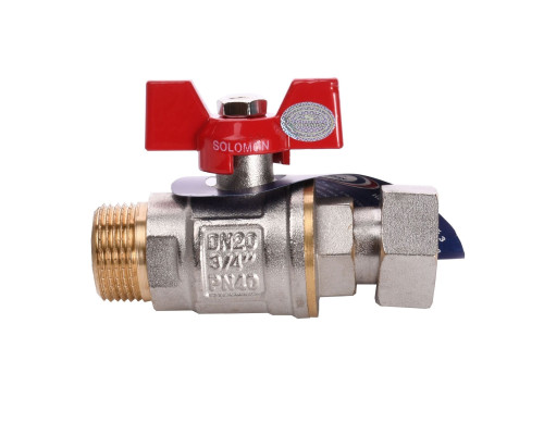 Кран кульовий прямий з накидною гайкою SOLOMON 3/4″ ЗВ PN40 160406