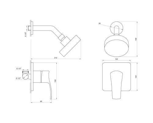 Душова система вбудована Globus Lux GLQU-0105S-KIT