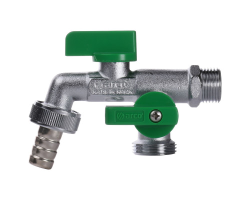 Кран ARCO кульовий для поливу подвійний  1/2″x3/4″x3/4″ 00472