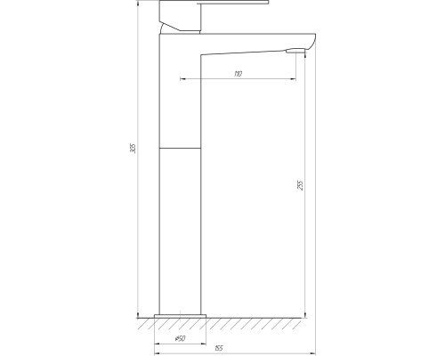 Змішувач для умивальника TOPAZ BARTS TB 07203-H36 високий H-305мм ,на гайці,шланги TAQ-M1055,D35
