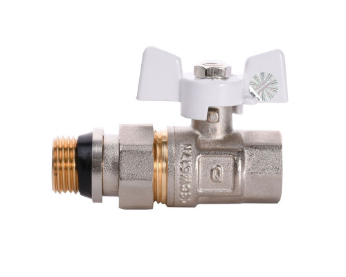 Кран кульовий з американкою Q PROFESSIONAL QP003 PN40 1/2″ антипротікання, Білий метелик