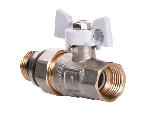 Кран кульовий з американкою Q PROFESSIONAL QP003 PN40 1/2″ антипротікання, Білий метелик