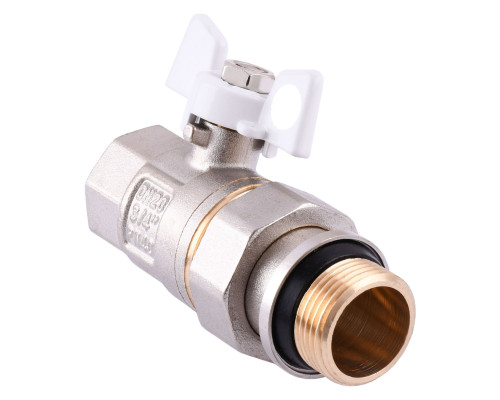 Кран кульовий з американкою Q PROFESSIONAL QP003 PN40 3/4″ антипротікання, Білий метелик