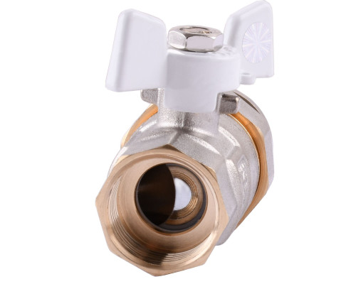 Кран кульовий з американкою Q PROFESSIONAL QP003 PN40 3/4″ антипротікання, Білий метелик