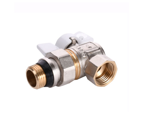 Кран кульовий кутовий з американкою Q PROFESSIONAL QP004 PN40 1/2″ антипротікання, Білий метелик