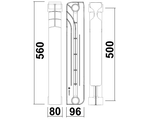 Радіатор біметалевий секційний GALLARDO BIPOWER 500/96 (кратно 10)