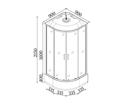 Душовий бокс півкруглий BUG H90FWS (H90W) BRAVO (3уп.)