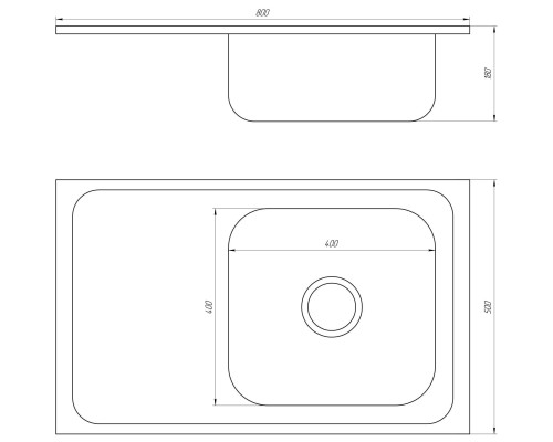 Мийка кухонна накладна прямокутна 800х500х180 Decor Right MR 8050 R D  Mira