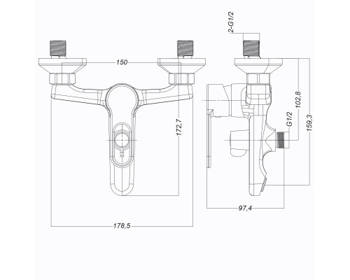 Змішувач для ванної  Globus Lux Dolly GLD-0102N
