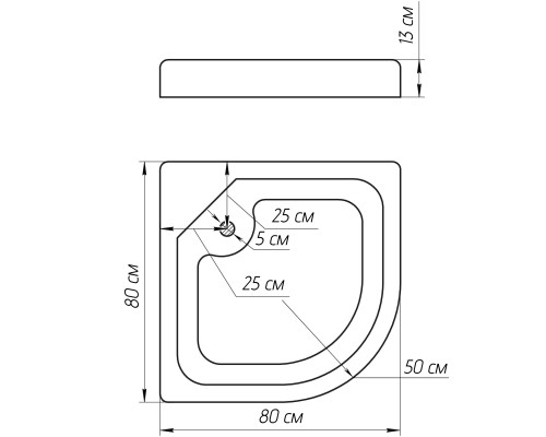 Душовий піддон півкруглий NYSA RL80F (RL80) BRAVO (1уп.)