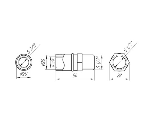 Муфта із зовнішньою різьбою прес APE ITALY AP 101 1/2″х20