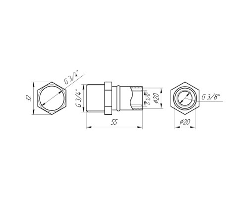 Муфта із зовнішньою різьбою прес APE ITALY AP 101 3/4″х20