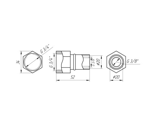 Муфта із внутрішньою різьбою прес APE ITALY AP 102 3/4″х20