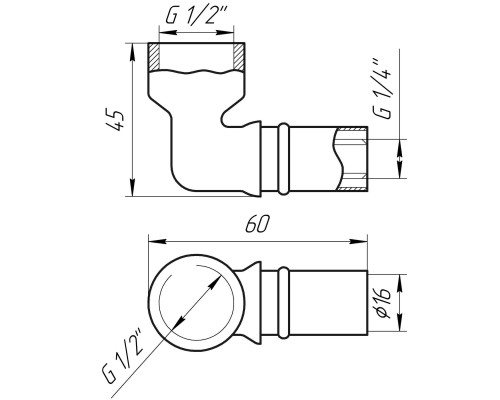 Кутник із внутрішньою різьбою прес APE ITALY AP 152 1/2″х16