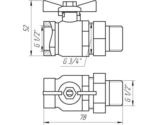 Кран кульовий ARCO      1/2″ SENA 154103 прямий з американкою  (754103)