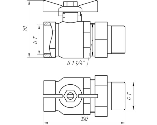 Кран кульовий ARCO    1″ SENA 154105 прямий з американкою (754105)