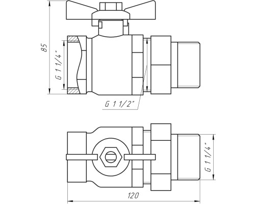 Кран кульовий прямий з американкою  ARCO 1 1/4″ SENA 154106