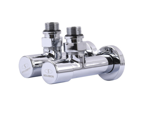 Кран вентильний кутовий з американкою SOLOMON LUX 1/2″ CHROM 7777 (2шт. КОМПЛЕК )   (1уп)