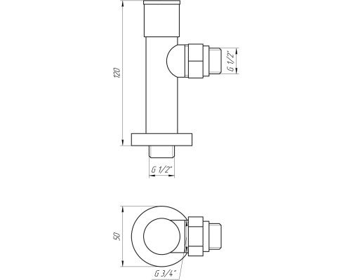 Кран вентильний кутовий з американкою SOLOMON LUX 1/2″ CHROM 7777 (2шт. КОМПЛЕК )   (1уп)