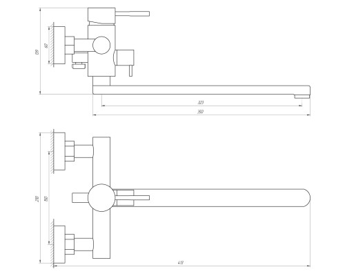 Змішувач для ванни Globus Lux WIEN SBT2-208
