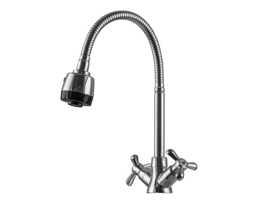 Змішувач для кухні DOMINO DK-H1-2N-103MA Chrom хрест кераміка,с гофровиливом