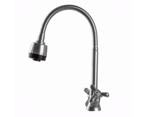 Змішувач для кухні DOMINO DK-H1-2N-103MA Chrom хрест кераміка,с гофровиливом