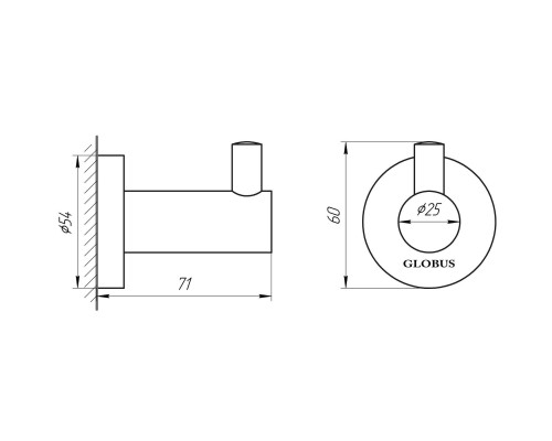 Гачок одинарний Globus Lux SS 8411  SUS304