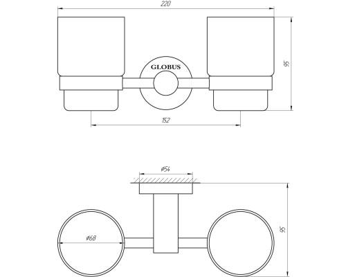 Стакан подвійний Globus Lux SS 8428  SUS304