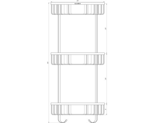 Поличка в душову SS8477-кутова Потрійна НЕРЖ-SUS304-(200*200*600мм)-(Globus Lux)
