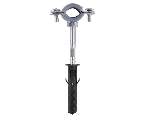 Хомут в зборi CR     3/8″ (16-19мм) з гвинтом-шурупом 8*80 та дюбелем в уп., сірий