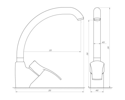 Змішувач для кухні Globus Lux QUEENSLAND GLQU-0203S-BIG-6-MARONE