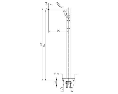 Змішувач для ванни TOPAZ BARTS TB 07113-H36