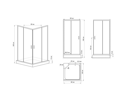 Душова кабіна квадратна NER L90TB.Mosaic (L90B.Mosaic) BRAVO (2уп.)