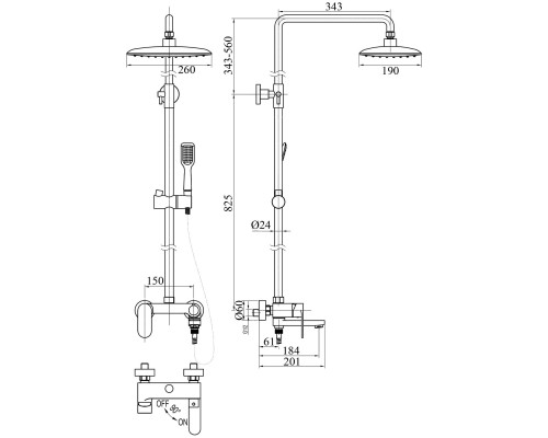 Душова система TOPAZ BARTS-TB 07102-H36-S