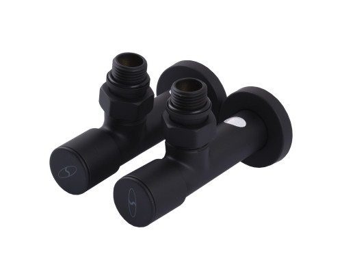 Набір Кран вентильний кутовий з американкою SOLOMON LUX 1/2″  7777  (2шт.) BLACK   (1уп)