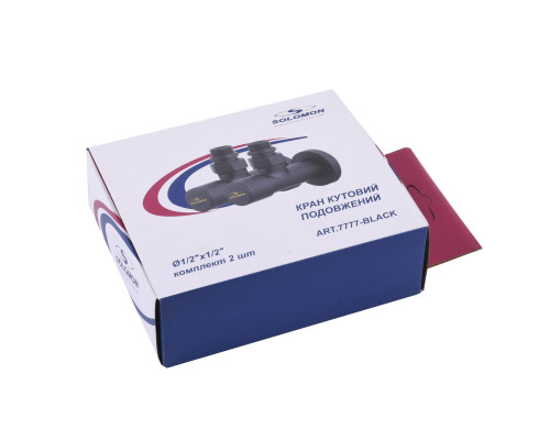 Набір Кран вентильний кутовий з американкою SOLOMON LUX 1/2″  7777  (2шт.) BLACK   (1уп)