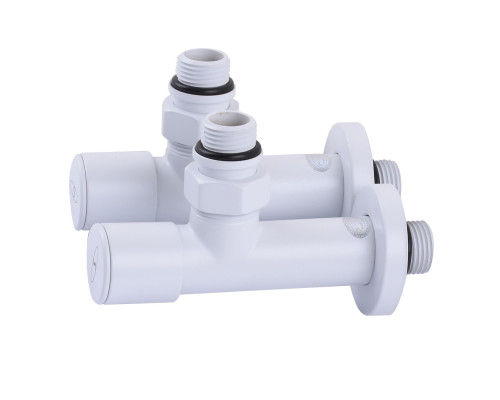 !Набір Кран вентильний кутовий з американкою SOLOMON LUX 1/2″ WHITE 7777 (1уп.)