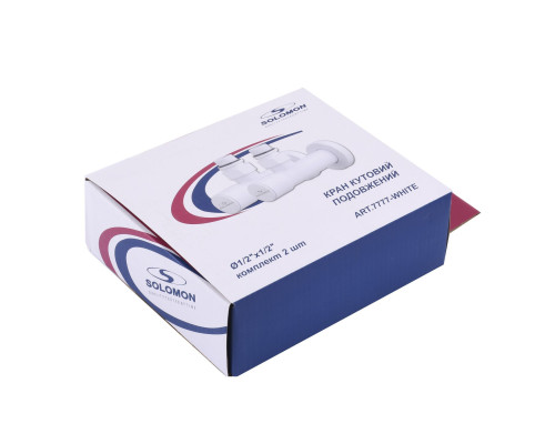!Набір Кран вентильний кутовий з американкою SOLOMON LUX 1/2″ WHITE 7777 (1уп.)