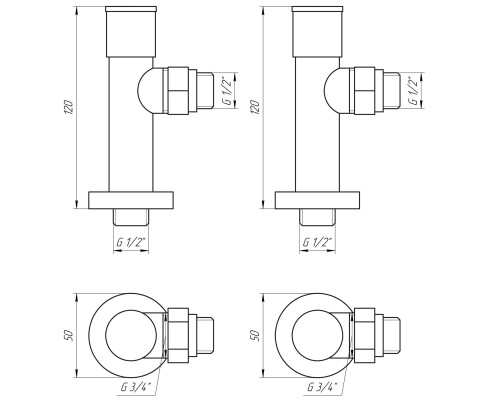 !Набір Кран вентильний кутовий з американкою SOLOMON LUX 1/2″ WHITE 7777 (1уп.)
